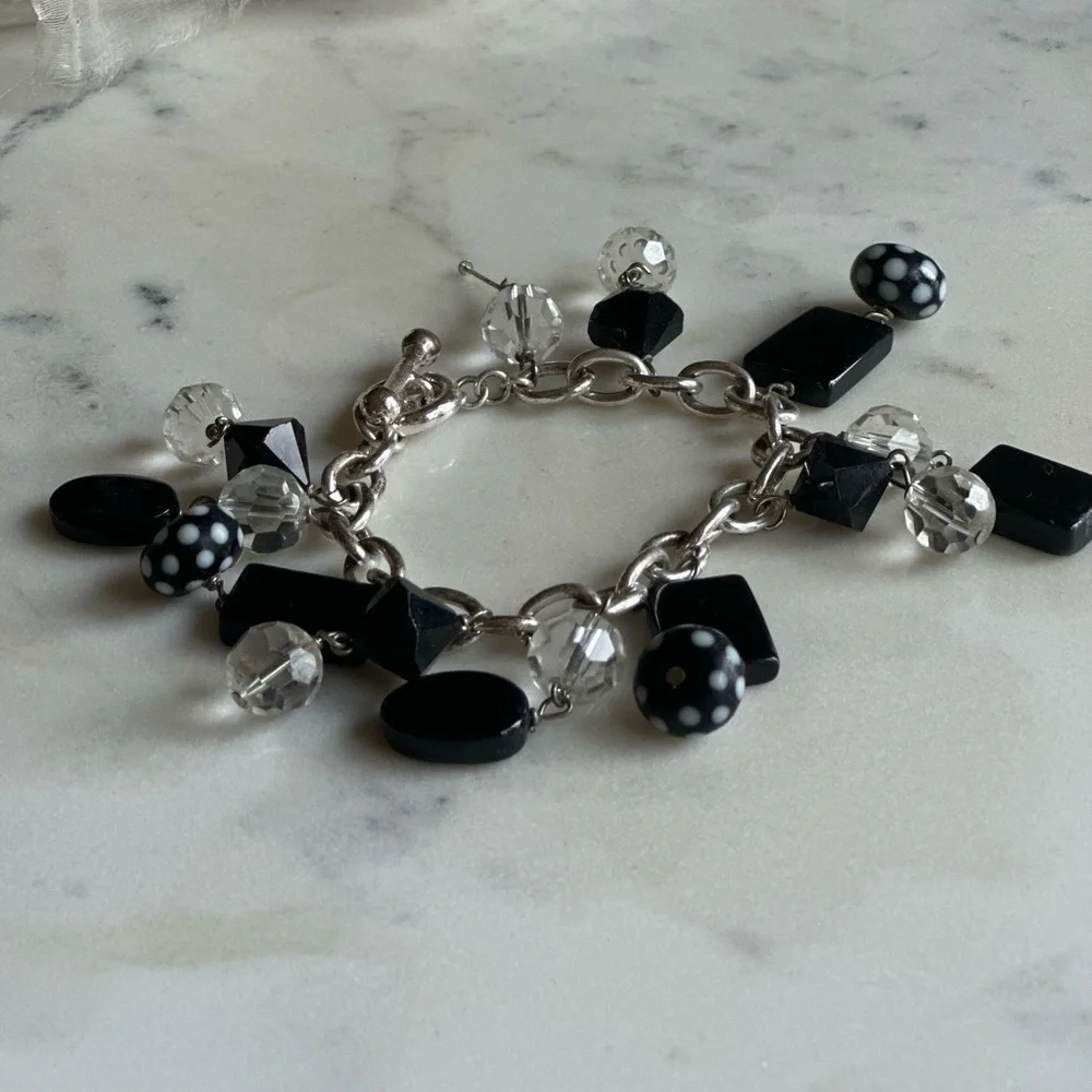 Silver Metal Toggle Beaded Bracelet